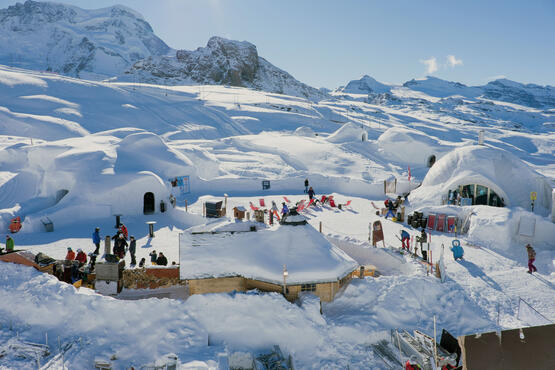 The Zermatt Igloo Village is a great attraction with many visitors each year.
